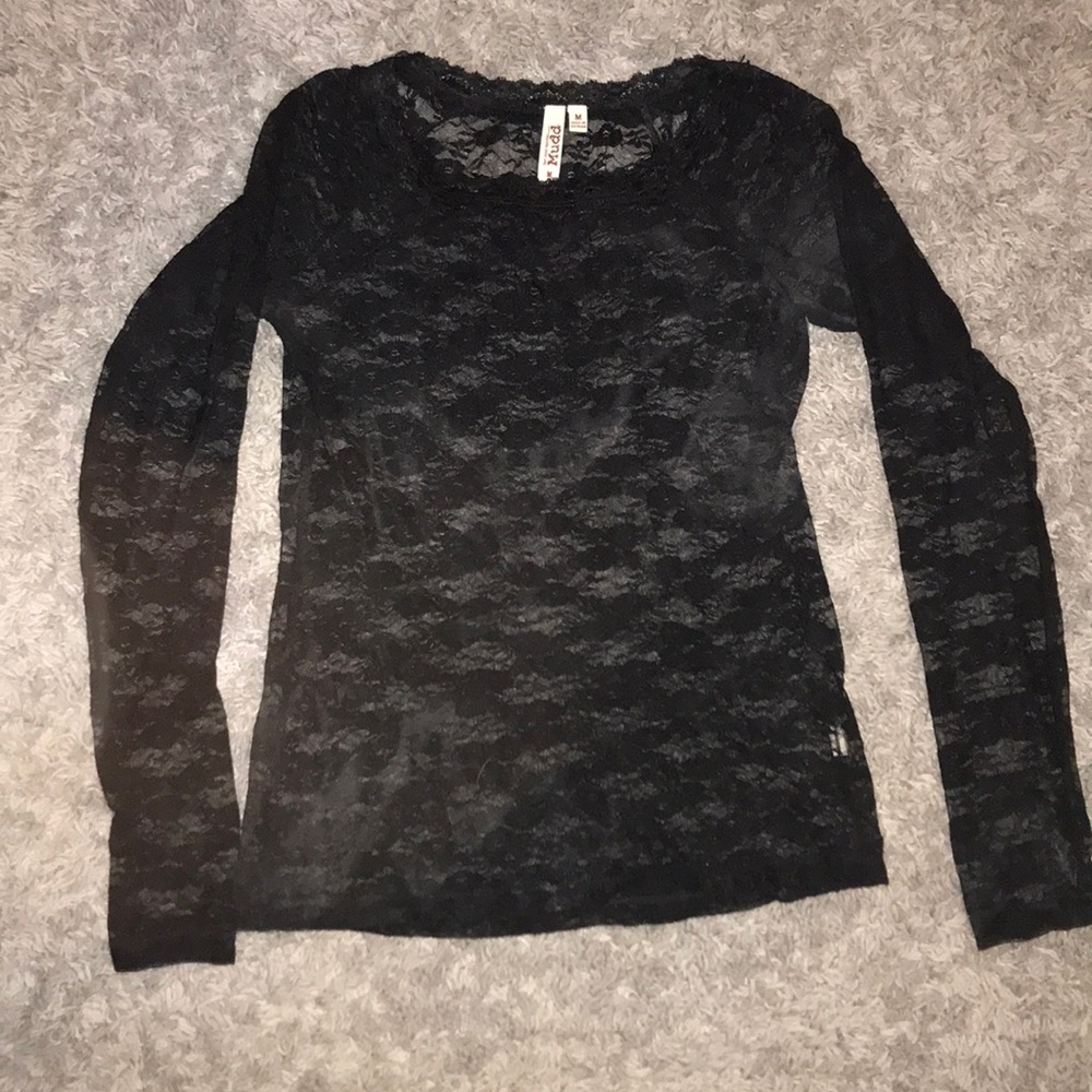 Sheer, long sleeve, lace top